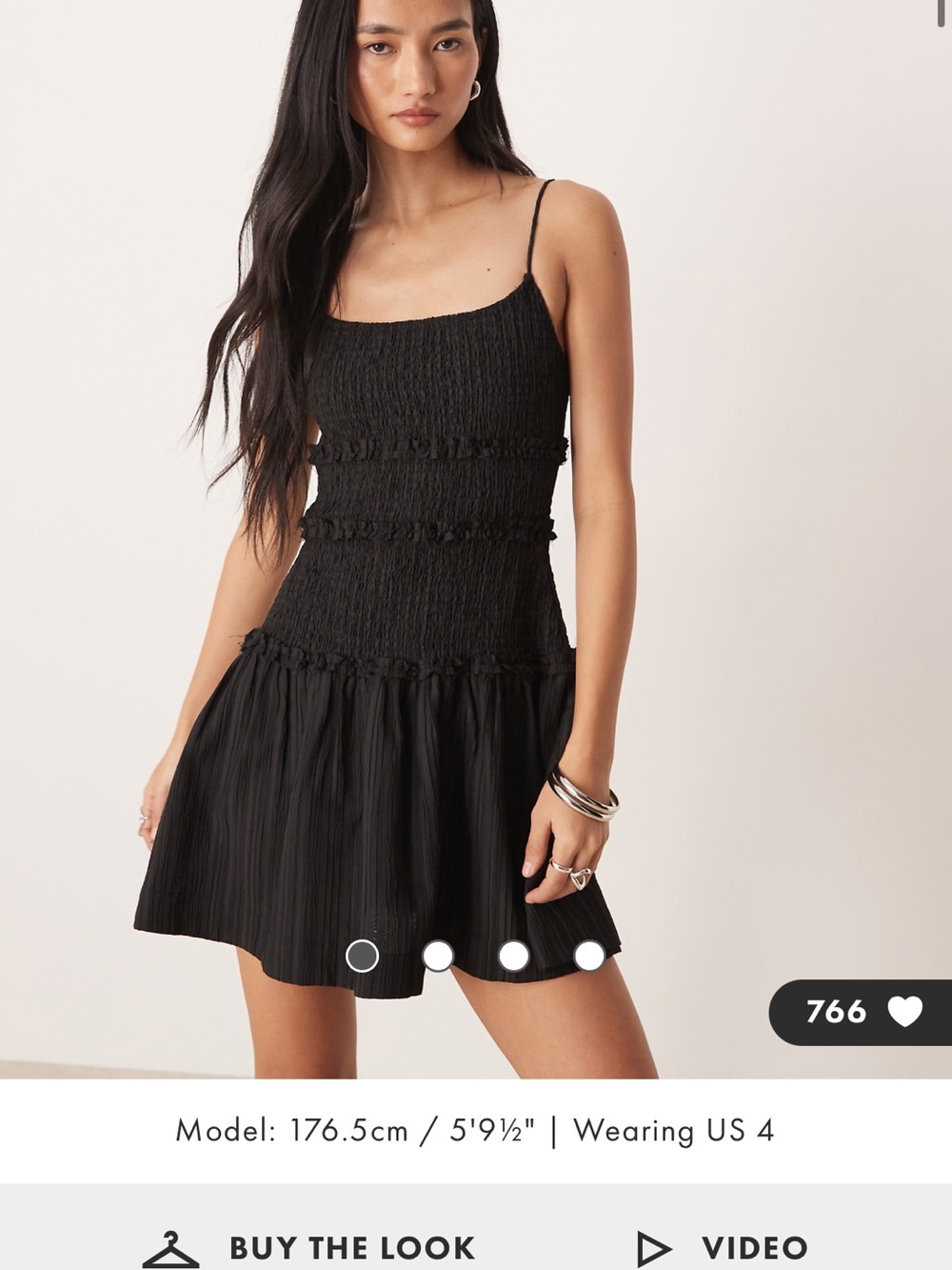 ASOS Black Smocked Spaghetti-Strap Mini Dress